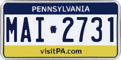 PA license plate MAI2731