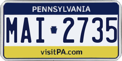 PA license plate MAI2735