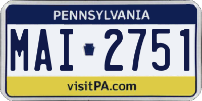 PA license plate MAI2751