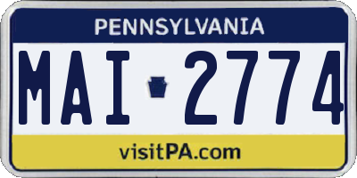 PA license plate MAI2774