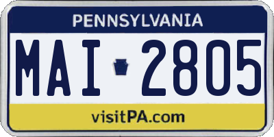 PA license plate MAI2805