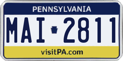 PA license plate MAI2811