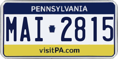 PA license plate MAI2815