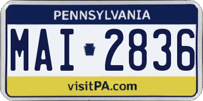 PA license plate MAI2836
