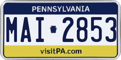 PA license plate MAI2853