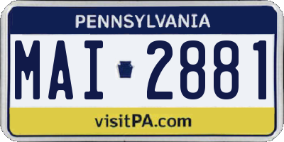 PA license plate MAI2881