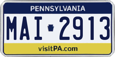 PA license plate MAI2913