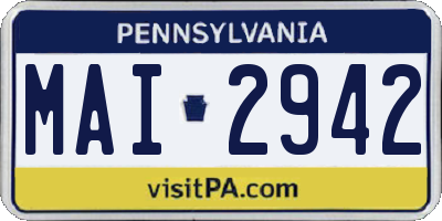 PA license plate MAI2942