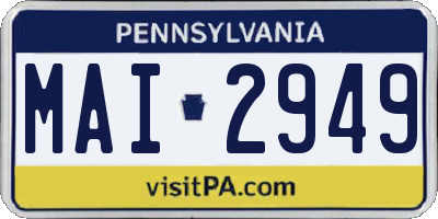 PA license plate MAI2949