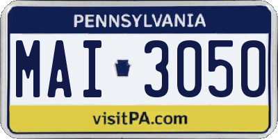 PA license plate MAI3050