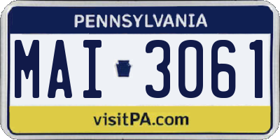 PA license plate MAI3061