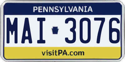 PA license plate MAI3076