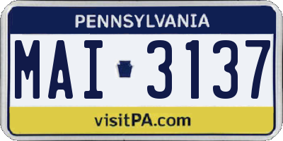 PA license plate MAI3137