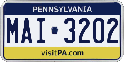 PA license plate MAI3202