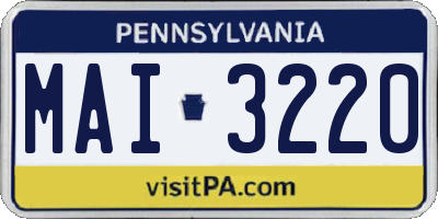 PA license plate MAI3220