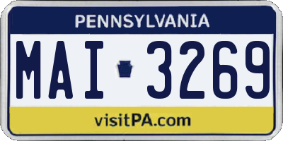 PA license plate MAI3269