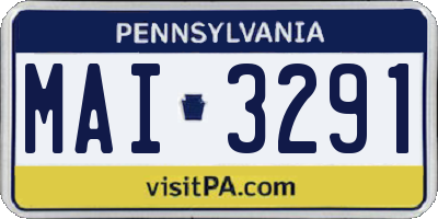 PA license plate MAI3291
