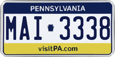 PA license plate MAI3338