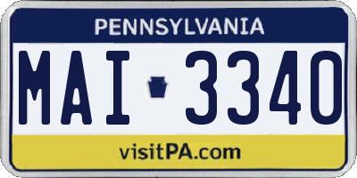 PA license plate MAI3340