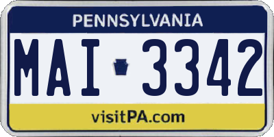 PA license plate MAI3342