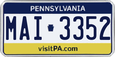 PA license plate MAI3352