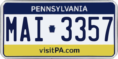 PA license plate MAI3357