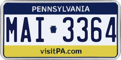 PA license plate MAI3364