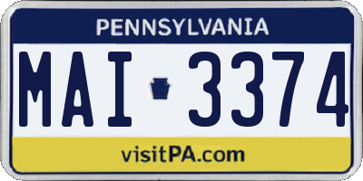 PA license plate MAI3374