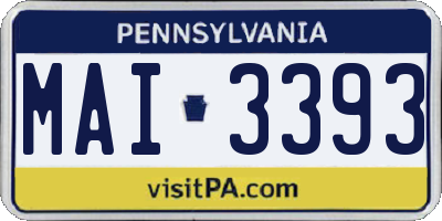 PA license plate MAI3393