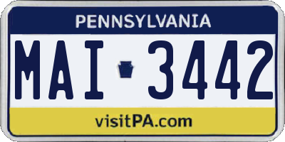 PA license plate MAI3442