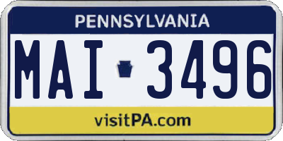 PA license plate MAI3496