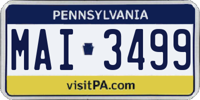 PA license plate MAI3499
