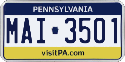 PA license plate MAI3501