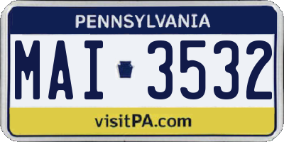 PA license plate MAI3532