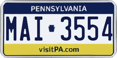 PA license plate MAI3554