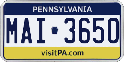 PA license plate MAI3650