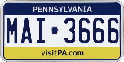 PA license plate MAI3666