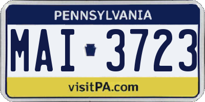 PA license plate MAI3723