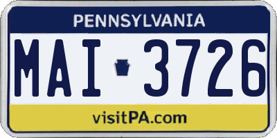 PA license plate MAI3726