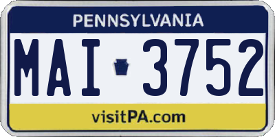 PA license plate MAI3752