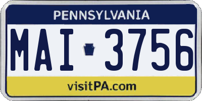 PA license plate MAI3756