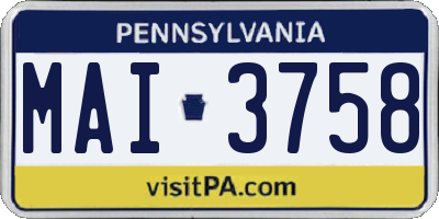 PA license plate MAI3758