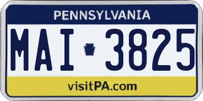 PA license plate MAI3825