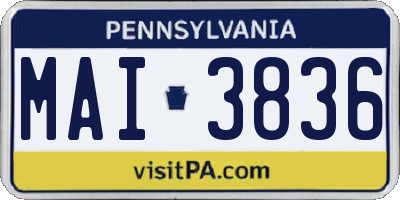 PA license plate MAI3836