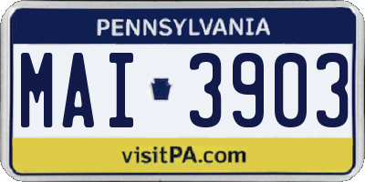 PA license plate MAI3903