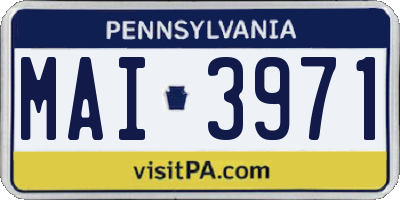 PA license plate MAI3971