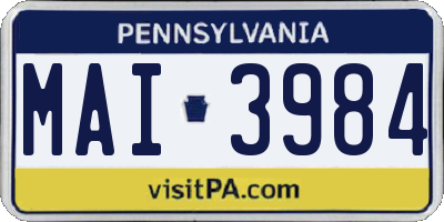 PA license plate MAI3984