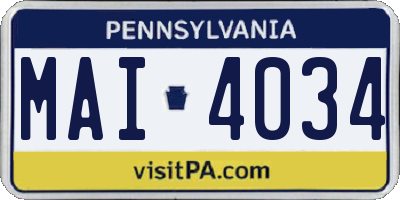 PA license plate MAI4034