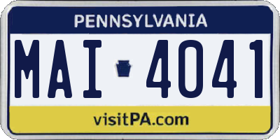 PA license plate MAI4041
