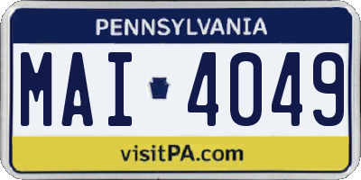 PA license plate MAI4049